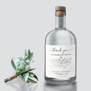 Etiqueta Para Botella De Licor Eucalyptus y Lavender Rustic Boda Gracias