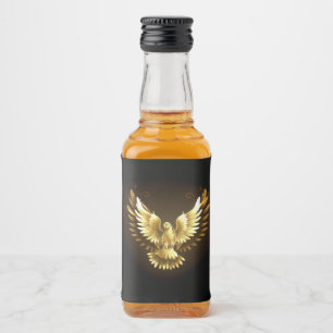 Etiqueta Para Botella De Licor Falsa paloma de paz del Relieve metalizado dorado