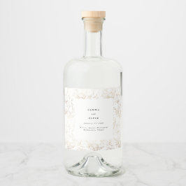 Etiqueta Para Botella De Licor Faux Gold Elegant Floral Boda Gift Gin