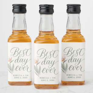Etiqueta Para Botella De Licor Favor de Boda de Playa Mejor Día Tropical 