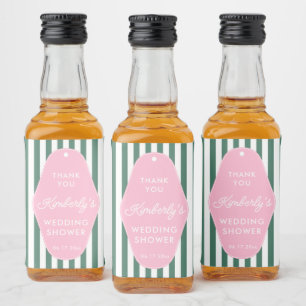 Etiqueta Para Botella De Licor Favoritos de boda de ducha Retro Rosa y Verde de l