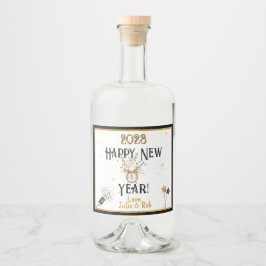 Etiqueta Para Botella De Licor Feliz Año Nuevo, Gorra, Confetti, Personalizado Ch