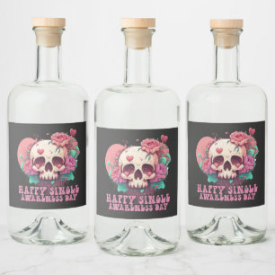 Etiqueta Para Botella De Licor Feliz Día de Conciencia Única Valentine Skull