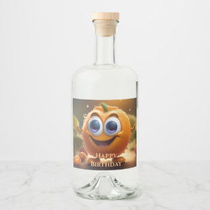 Etiqueta Para Botella De Licor Feliz Naranja animado 3d,