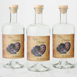 Etiqueta Para Botella De Licor Feliz Navidad en la Turquía salvaje personalizada