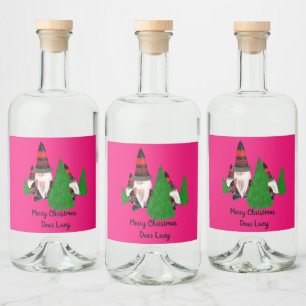 Etiqueta Para Botella De Licor Feliz Navidad, Enanos Divertidos Personaliza