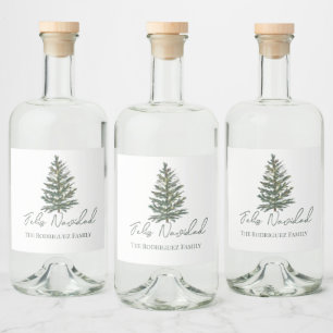 Etiqueta Para Botella De Licor Feliz Navidad y luces