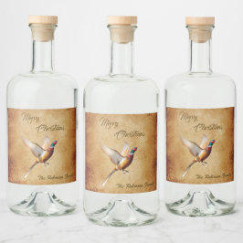 Etiqueta Para Botella De Licor Festejo faisán personalizado navidad