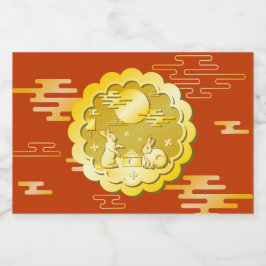 Etiqueta Para Botella De Licor Festival de Otoño de Otoño Mooncake Moon Rabbit