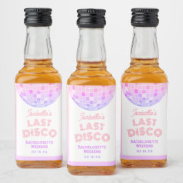 Etiqueta Para Botella De Licor Fiesta de Bachelorette de la bola de disco rosa de