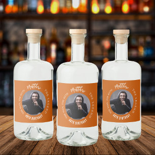 Etiqueta Para Botella De Licor Fiesta de cumpleaños del naranja quemada por la le
