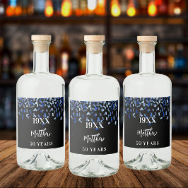 Etiqueta Para Botella De Licor Fiesta de cumpleaños nombre de confeti azul marino