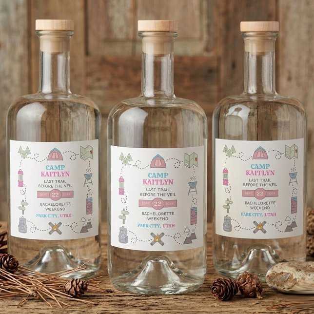 Etiqueta Para Botella De Licor Fiesta de Despedida de Soltera en Campamento Bach  (Subido por el creador)