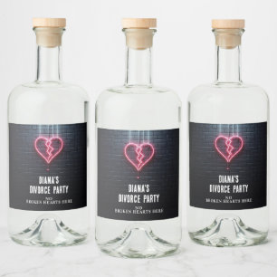 Etiqueta Para Botella De Licor Fiesta de Divorcio por Corazón Roto