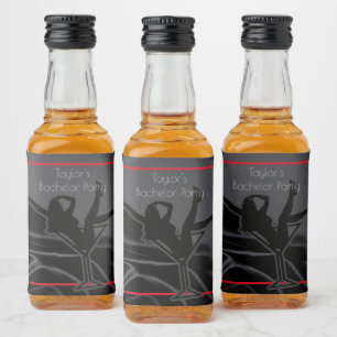 Etiqueta Para Botella De Licor Fiesta de Soltero Silueta de Seda Negra