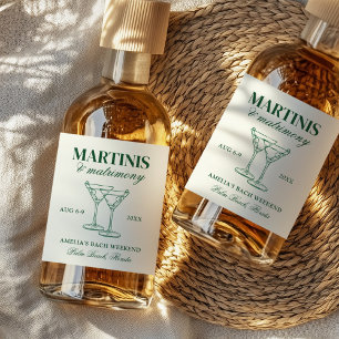 Etiqueta Para Botella De Licor Fin de semana de soltera Martinis y Matrimonio