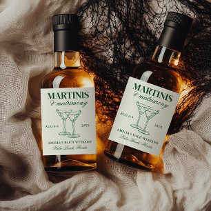 Etiqueta Para Botella De Licor Fin de semana de soltera Martinis y Matrimonio