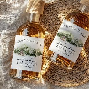 Etiqueta Para Botella De Licor Fin de semana en el bosque de camping de soltera