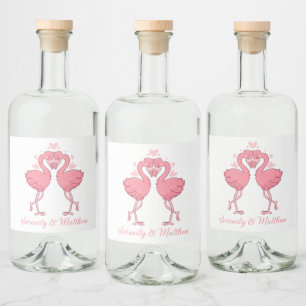 Etiqueta Para Botella De Licor Flamencos Rosados Boda Tropical de Verano en la Pl