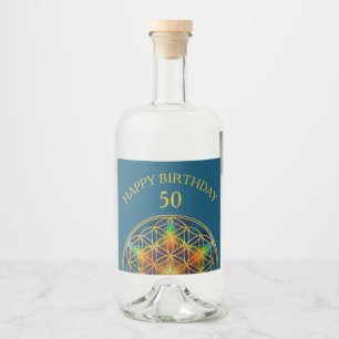 Etiqueta Para Botella De Licor FLOR DE LA VIDA - Flor fractal 1