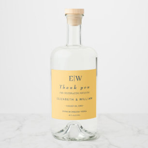 Etiqueta Para Botella De Licor Flor de rayo simple elegante con Boda monograma