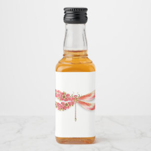 Etiqueta Para Botella De Licor Flor libélula con sakura de joyas