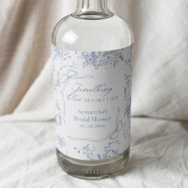 Etiqueta Para Botella De Licor Floral Algo Azul Ducha De Novias