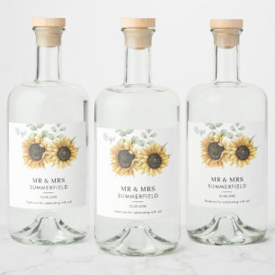 Etiqueta Para Botella De Licor Floral Sunflower Eucalyptus Greeneration
