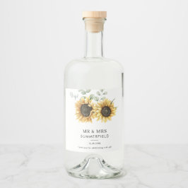 Etiqueta Para Botella De Licor Floral Sunflower Eucalyptus Greeneration