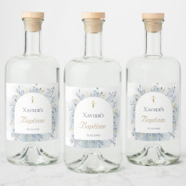 Etiqueta Para Botella De Licor follaje acuarela Bautismo