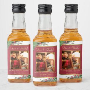 Etiqueta Para Botella De Licor Fotos de boda Mini Holly & Pine Love & Thanks
