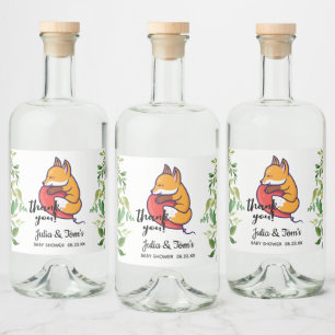 Etiqueta Para Botella De Licor Fox amable gracias a Baby Shower 