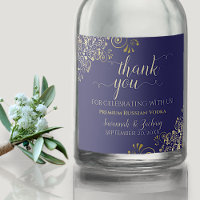 Frilly Gold on Navy Blue Wedding Thank You