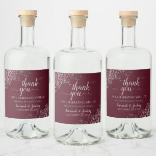 Etiqueta Para Botella De Licor Frilly Silver sobre el Boda de los Marrones de Bor