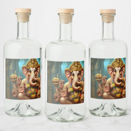 Etiqueta Para Botella De Licor Ganesh se toma un selfie
