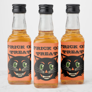 Etiqueta Para Botella De Licor Gato negro vintage