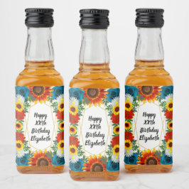 Etiqueta Para Botella De Licor Geometría florística de verano en el patio trasero