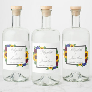 Etiqueta Para Botella De Licor Girasol Rosa Floral Boda