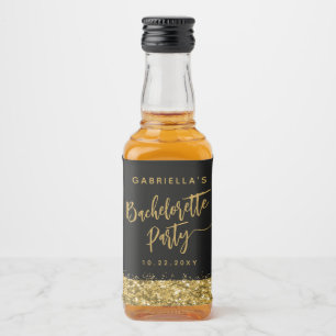 Etiqueta Para Botella De Licor Glam Gold Purpurina Bachelorette Party Nombre de n