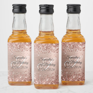 Etiqueta Para Botella De Licor Glittery Rose Gold Glam Cumpleaños 21