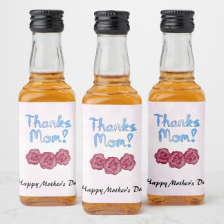 Etiqueta Para Botella De Licor Gracias mamá con flores de clavel por el Día de la