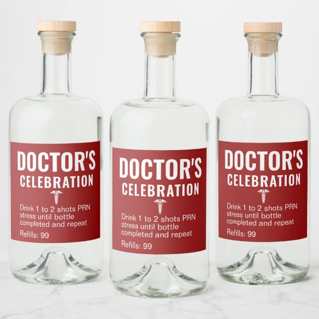 Etiqueta Para Botella De Licor Graciosa Médica Celebración Receta Roja (Botellas)