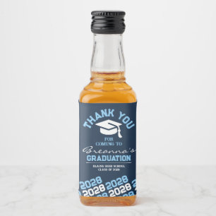 Etiqueta Para Botella De Licor Graduación azul marina y bebé gracias Mini