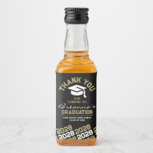 Etiqueta Para Botella De Licor Graduación en negro y oro gracias Mini