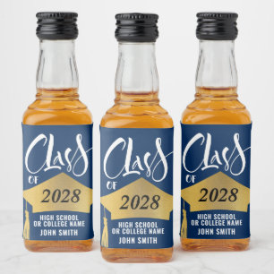 Etiqueta Para Botella De Licor Graduación minimalista de guion de oro estilo guió