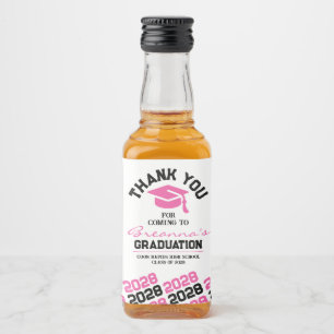 Etiqueta Para Botella De Licor Graduación rosa y negra gracias Mini