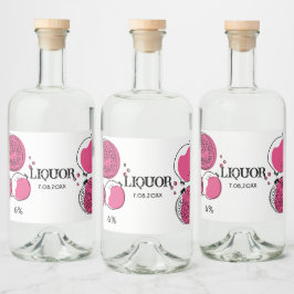Etiqueta Para Botella De Licor Granada gráfica Rosa Magenta Gráfico Moderno.