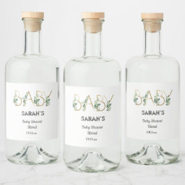 Etiqueta Para Botella De Licor Greenery Floral Elegant Slogan Baby Shower