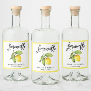 Etiqueta Para Botella De Licor Guión de pincel Limoncello Watercolor Lemon
