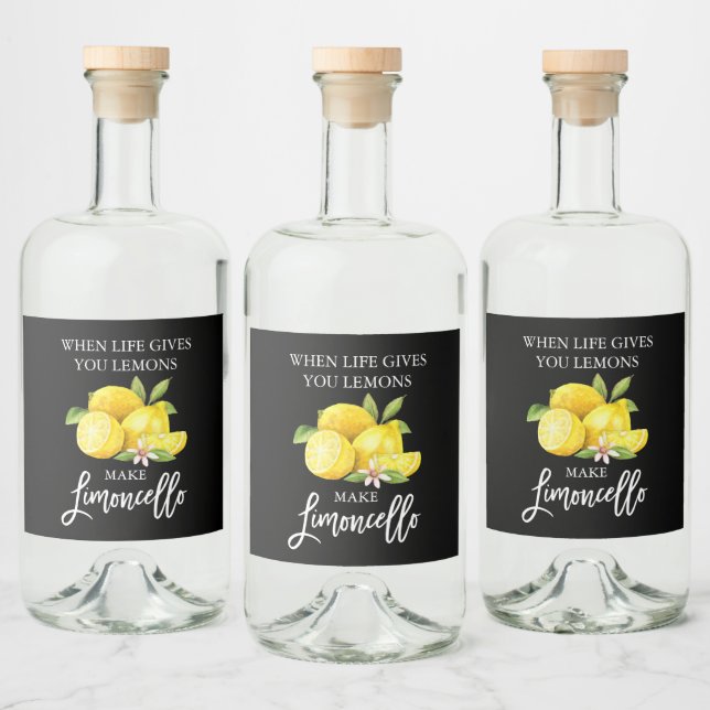 Etiqueta Para Botella De Licor Guión de pincel moderno Lemones de Limoncello negr (Botellas)